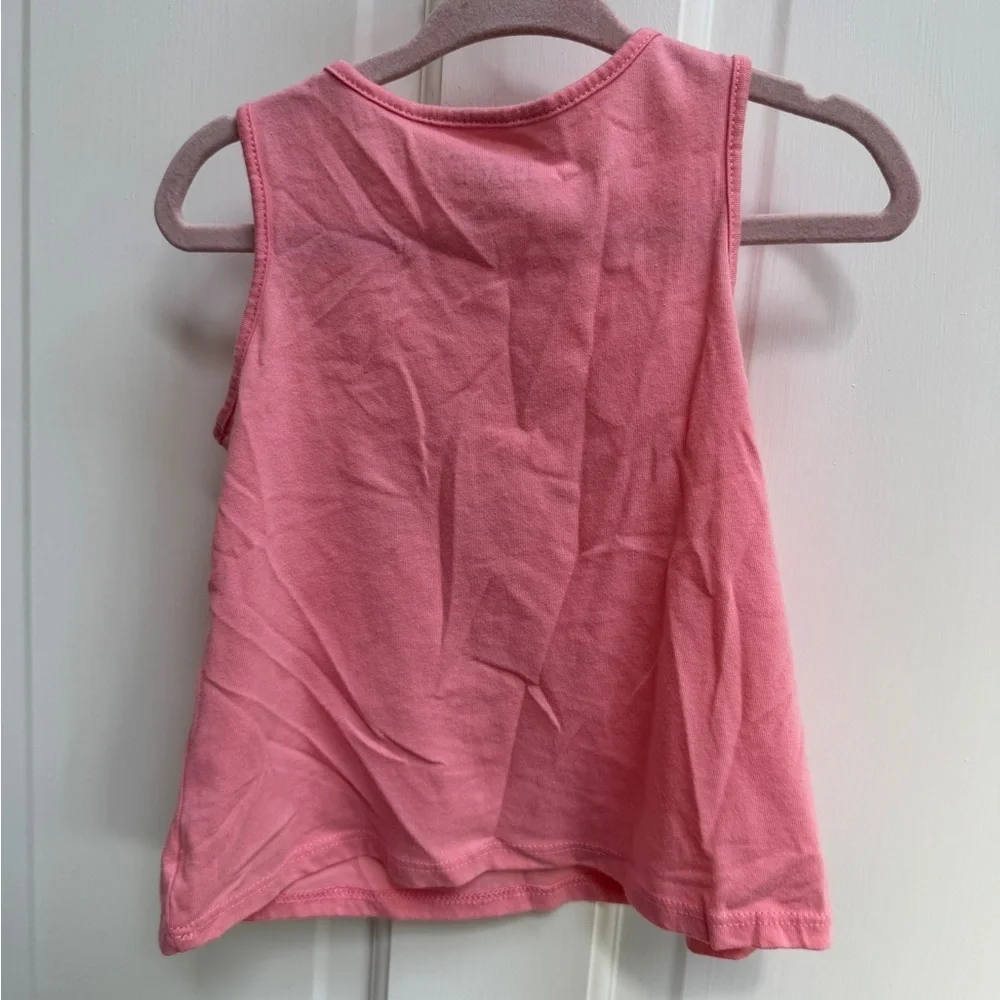 The Children's Place 2T Girls Pink & White Unicorn Pony Floral Tank Top Shirt